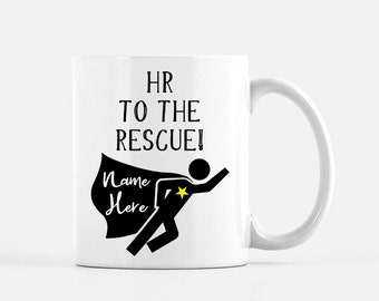 Human Resources Superhero Mug, Personalized HR Gift, Customized Work Gift for HR Staff