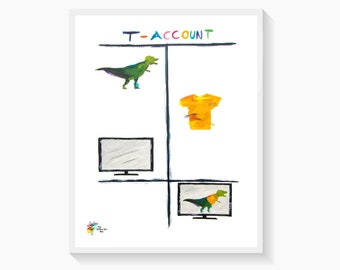 T Rex T Account Accountant Art Print for Accounting Office Decor