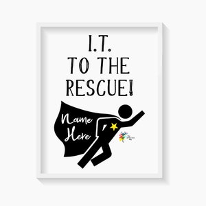 IT Office Wall Art, Information Technology Art Print, IT Superhero Personalized Gift