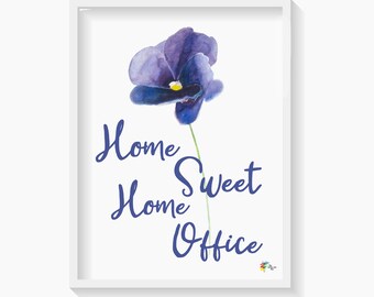 Home Office Poster Print Floral Watercolor