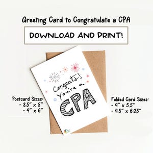 印刷可能なグリーティングカード CPA 試験会計士ギフト ダウンロード 会計学卒業生公認会計士試験ギフト
