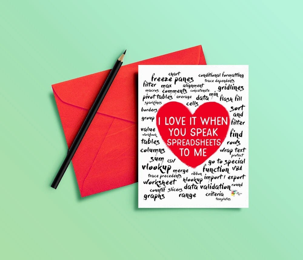 Spreadsheet Excel Greeting Card I Love It When You Speak - Etsy