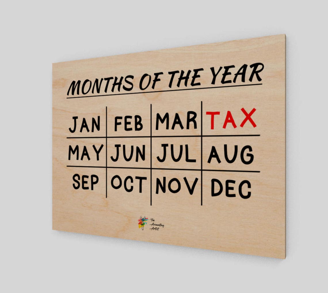 Tax Wall Art CPA Office Decor Months of the Year Etsy