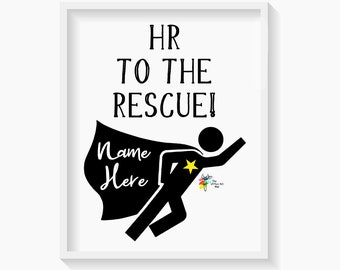 Human Resources Art Print Superhero Custom Personalized Gift, HR Office Decor