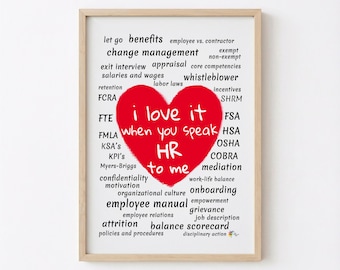 HR Office Humor Print – "Speak HR To Me" Word Art (Digital Download)