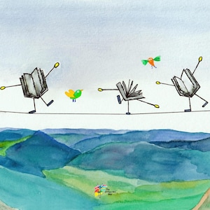 Accounting Art Office Print Balance the Books on a Tightrope