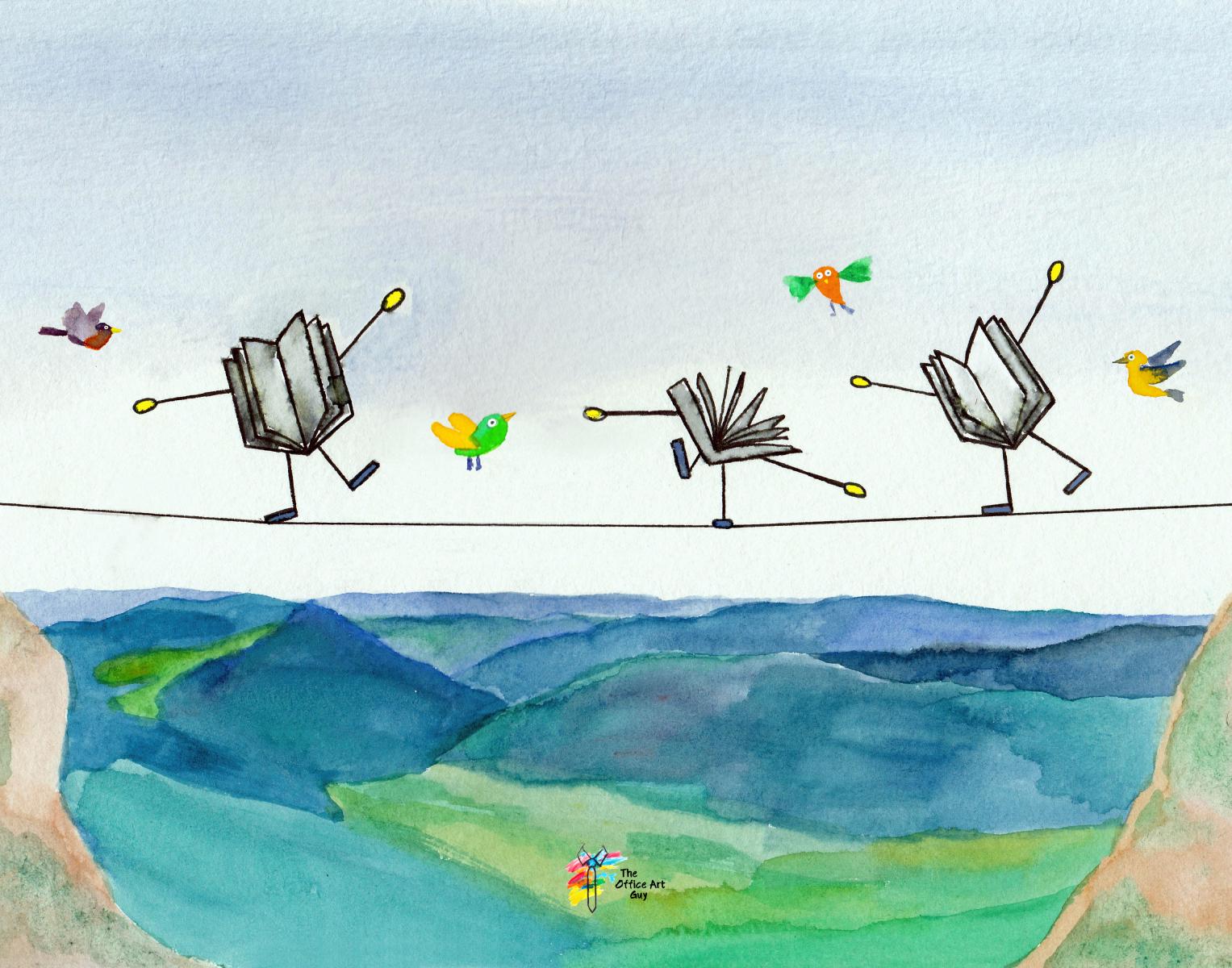 Accounting Art Office Print Balance the Books on a Tightrope