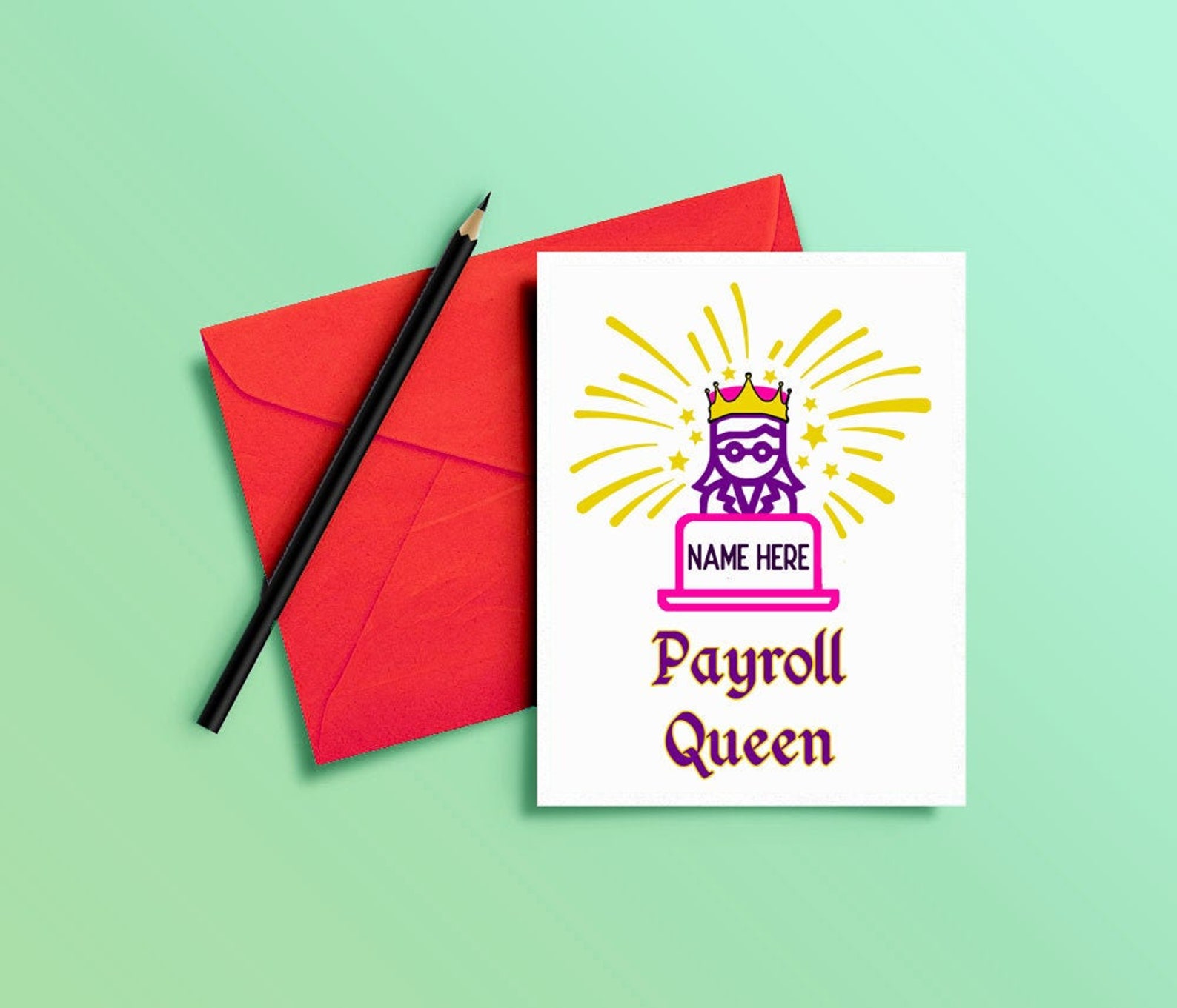Payroll Queen Greeting Card Personalized Etsy