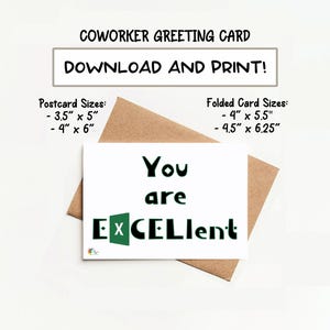 Carte de voeux imprimable Humour collègue comptable, vous êtes un excellent tableur Blague cadeau pour les employés Carte de voeux à télécharger