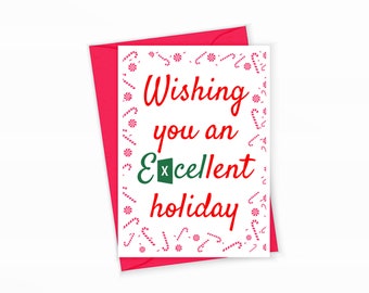 Holiday Greeting Card Excel Humor for Staff and Coworkers
