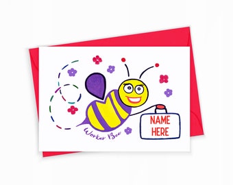 Worker Bee Greeting Card Personalized Coworker Gift