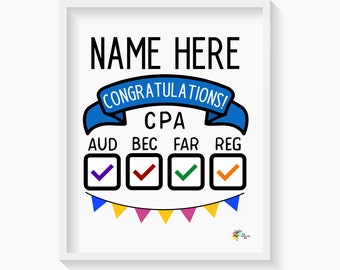 CPA Exams Personalized Art Print Gift for Passing CPA Exams, Accountant Art Print, Accounting Office Decor