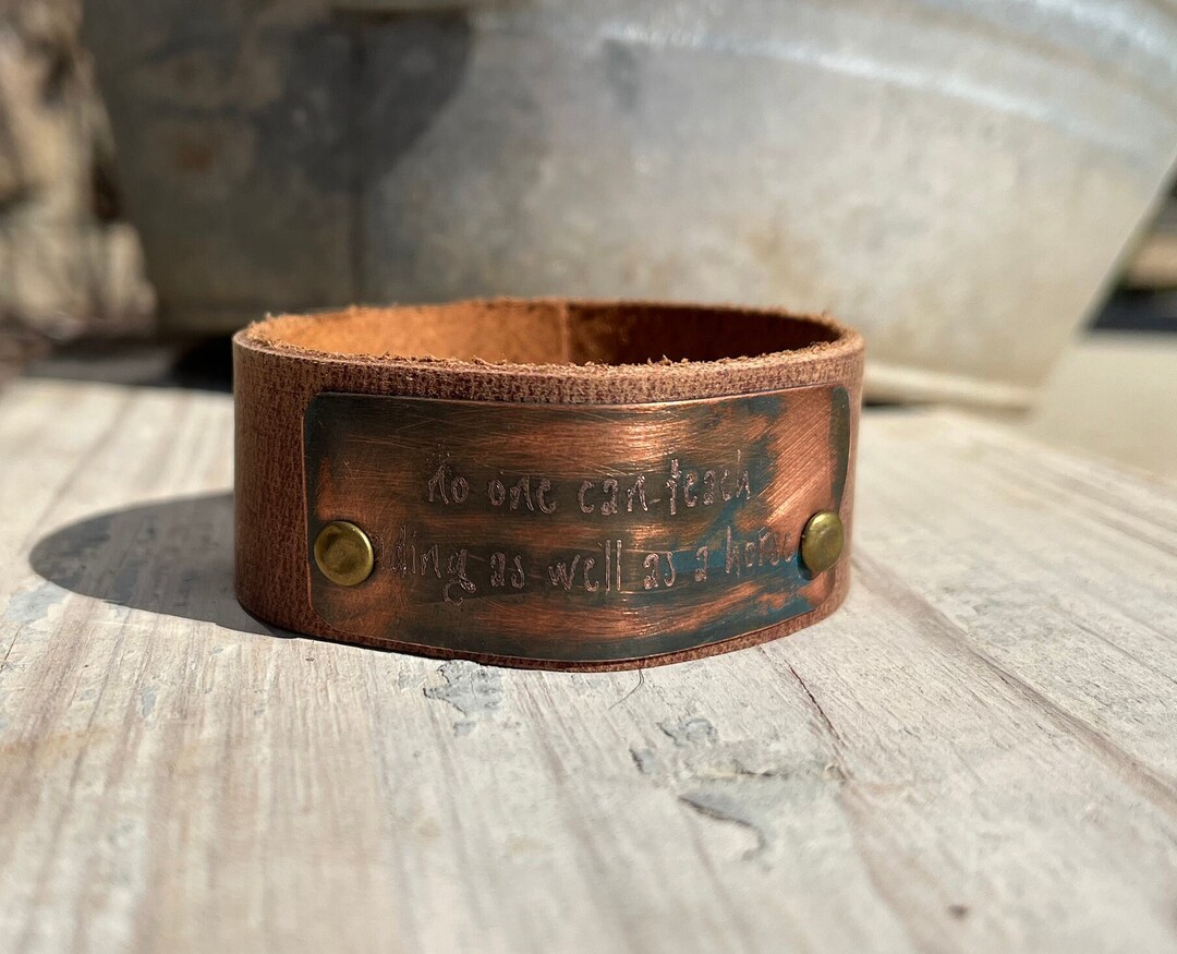 Equestrian Quote Leather Cuff Bracelet, No One Can Teach Riding as Well ...