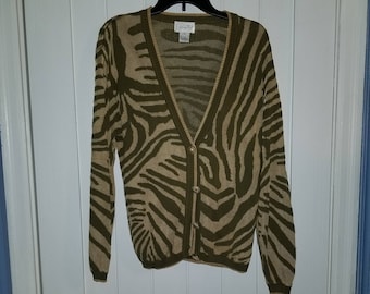 Tiger Woven Cardigan with basket weave buttons