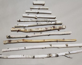 Nordic hanging Christmas tree/ holiday decor decorations tree branch dried wood branches wall wooden birch tree poles sticks rustic