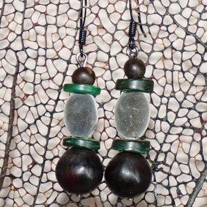 Natural seed earrings Zanzibar, toloman and soap and image 6