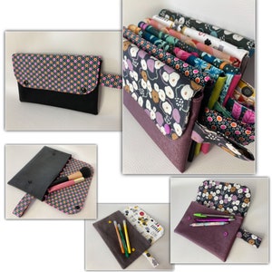 Trousse plate à crayons personnalisable, trousse à maquillage, modèles variés