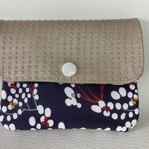 Porte-monnaie femme en simili cuir strass et tissu