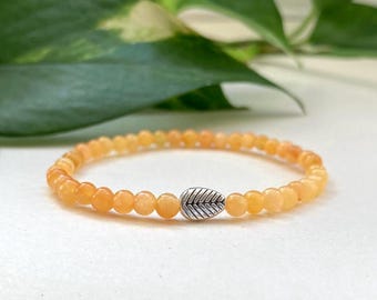 Yellow Jade Lucky Crystal Bracelet: Minimalist Stacking Bracelet