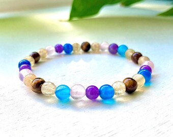 Meditation Gemstone Crystal Bracelet: Calming Reiki Yoga Healing Midfulness
