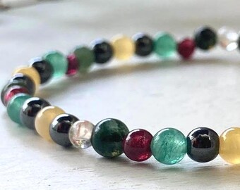 Lucky New Year Crystal Bead Bracelet: Christmas Gift for Fortune, Health, Prosperity Gemstones