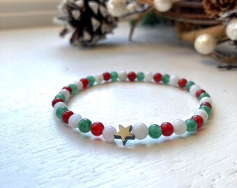 Christmas Bracelet: Festive Coloured Mini Gemstones for luck