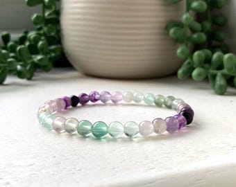 Rainbow Fluorite Bracelet: AAA Grade Crystal Gemstone Beads