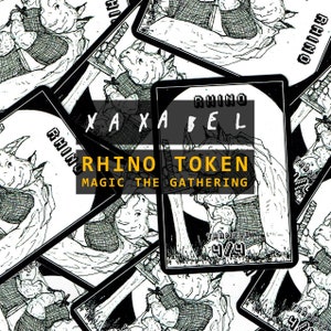 RHINO 4/4 TRAMPLE | MTG tokens | abstract nightmare horror, magic the gathering, commander edh, custom altered mtg, magic cards playset