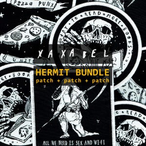 HERMIT BUNDLE | abstract nightmare horror patches, sew on, iron on, backpack, battle jacket, kutte accessories, heavy metal