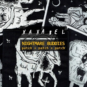 NIGHTMARE BUDDIES | abstracte nachtmerrie-horror, opnaaien, opstrijken, patches voor rugzakken, gevechtsjassen, kutte-accessoires, bundel