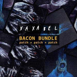 LOT DE BACON | patch sérigraphié d'horreur, expressionnisme surréaliste viscéral, patchs en tissu pour chapeaux, patchwork punk, patch à coudre, cauchemar