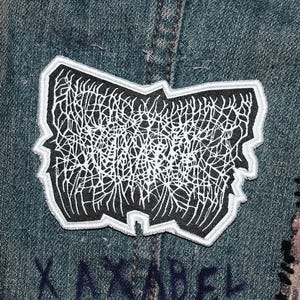 XAXABEL / parche tejido de black metal, horror abstracto de pesadilla, parches para mochilas, chaquetas de batalla, parches para coser, tinta zen noir
