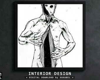 Printable Body Horror Wall Art, Gothic Digital Download, Dark Home Decor, Instant Download – INTERIOR DESIGN | XAXABEL