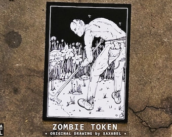 Full Art Zombie MTG Token | Dark Fantasy Illustration | Original Macabre Artwork | Custom Commander Tokens