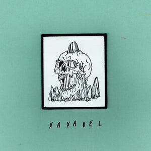 CRYSTAL SKULL | CLEARANCE | horror woven patch, fabric patches for hats, lowbrow punk patchwork, sew on patch, battle jacket, iron on patch