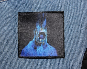 MIND FUNERAL | horror scream patch, screen printed sew-on, grunge goth punk art, surreal patch for jacket or bag, post-apocalyptic patches
