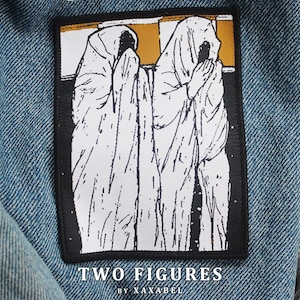 DEUX CHIFFRES | écusson tissé d'horreur, écussons en tissu pour chapeaux, patchwork punk noir, écusson à coudre, surréalisme néo-lowbrow, existentialisme calme