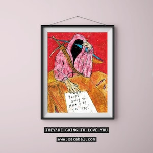 HOU VAN JE | digitale download kunstprint, afdrukbaar wanddecor, meerdere maten beschikbaar, post-apocalyptische cartoon, lowbrow punksurrealisme