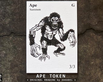 Ape MTG Token | Dark Surreal Illustration | Original Macabre Artwork | Custom Commander Accessory