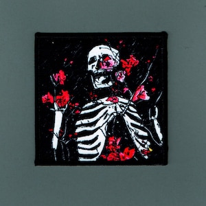Gothic Floral Skeleton Patch | Sew-On Battle Jacket Patch | BONES DON'T LIE