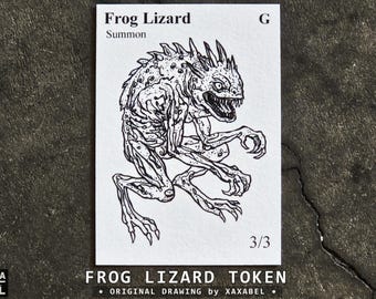 Frog Lizard MTG Token | Dark Surreal Illustration | Original Macabre Artwork | Custom Commander Accessory