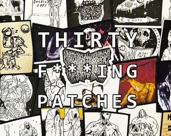 30 UNIQUE PATCHES BUNDLE | Bulk Dark Surrealism Art Patches for Battle Jackets and Backpacks