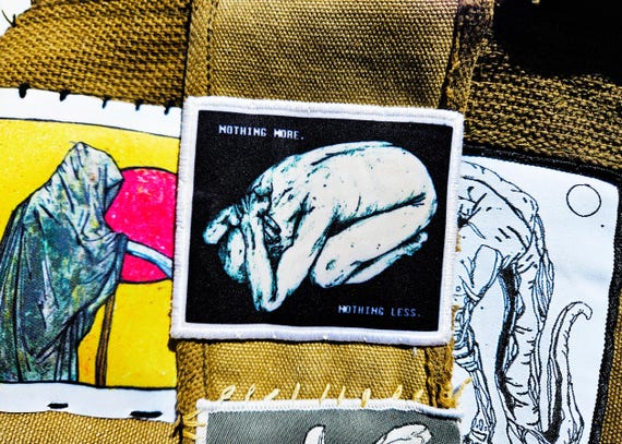 NOTHiNG MORE, NOTHiNG LESS | horror screen printed iron-on patch, emo goth artwork for jackets, creepy punk fabric patch, existential art