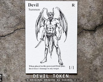 Devil MTG Token | Dark Surreal Illustration | Original Macabre Artwork | Custom Commander Accessory