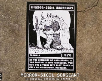 Mirror-Sigil Sergeant MTG Copy Token | Dark Surreal Illustration | Original Fantasy Artwork | Custom Commander Proxy | XAXABEL