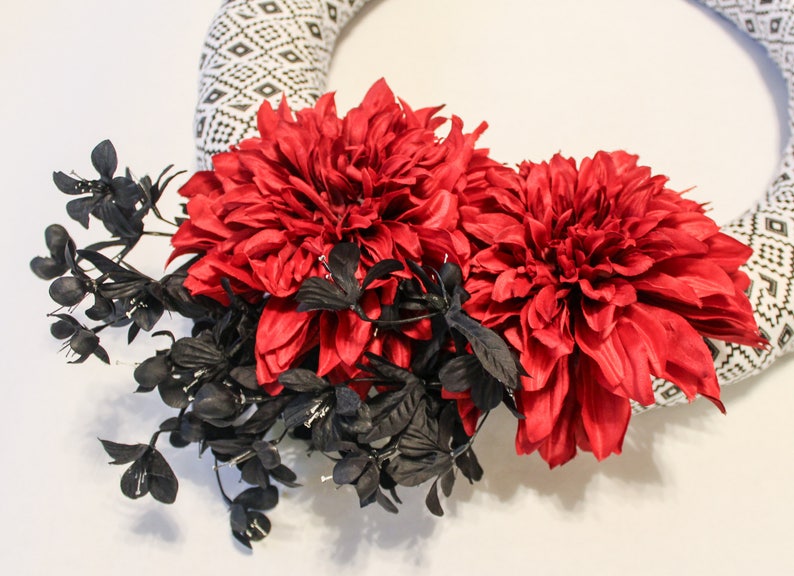 and Red Wreath Black White
