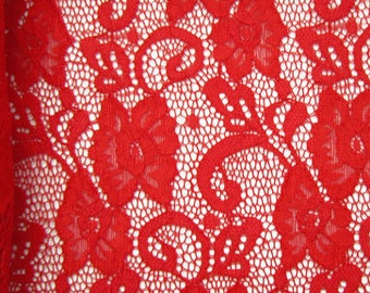 Butterfly Lily Floral Pattern Stretch Lace Fabric | Multiple Colors