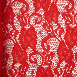 Butterfly Lily Floral Pattern Stretch Lace Fabric | Multiple Colors