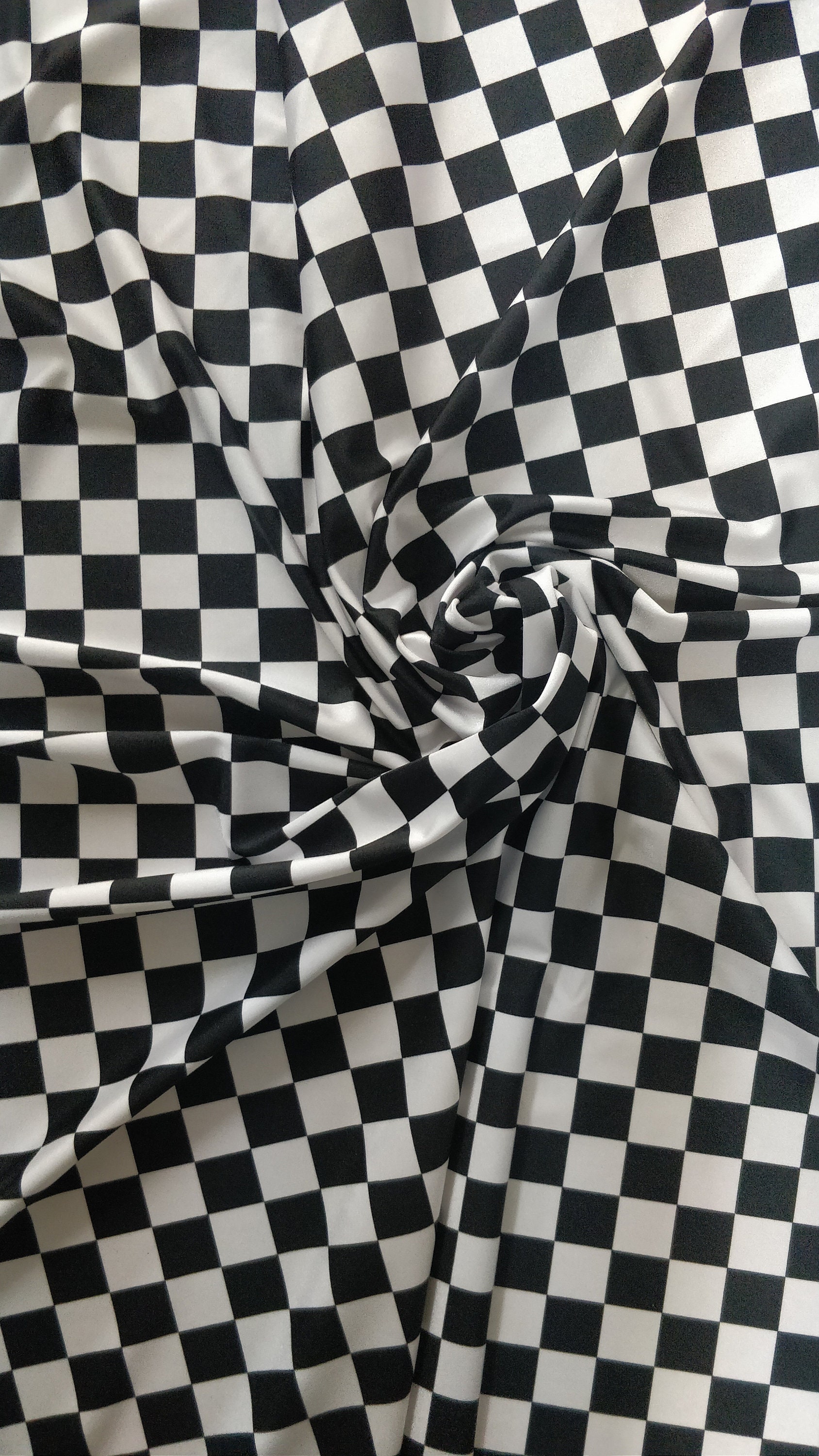 YellowBlack 12 Checkerboard Print on Poly Spandex Fabric | 2 Way StretchPer Yard
