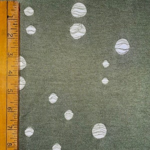 Grunge Distressed Poly Knit Fabric (Olive Green) | (4 Way Stretch/Per Yard)